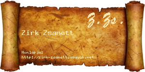 Zirk Zsanett névjegykártya
